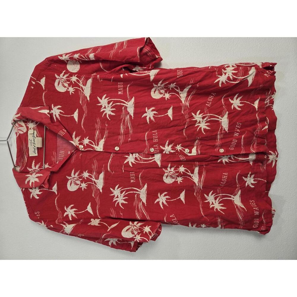Vintage Hawaiian Style Red Short Sleeve Shirt by L.O.G.G. small